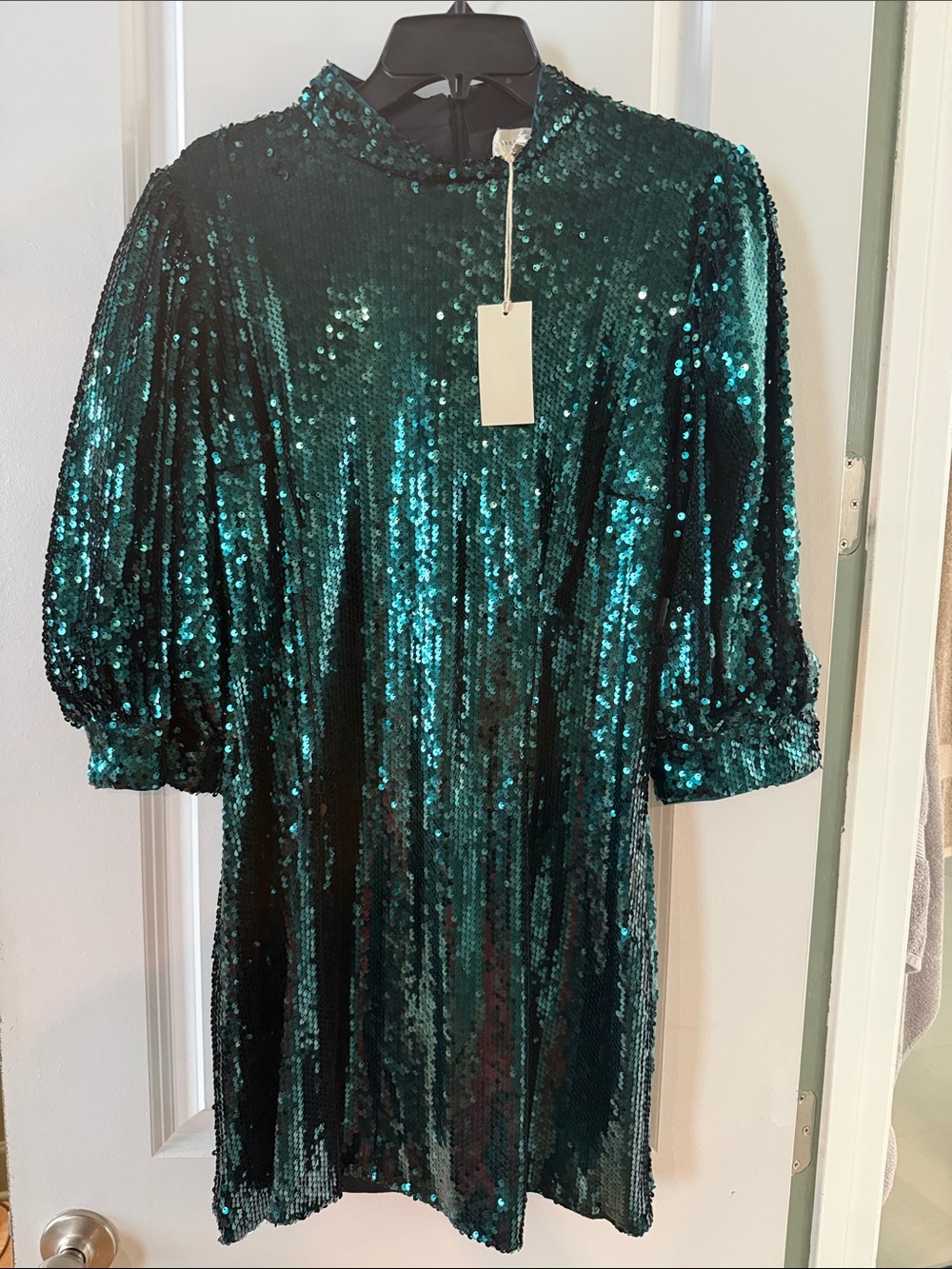 MELLODAY Emerald Green Sequin Midi Dress
